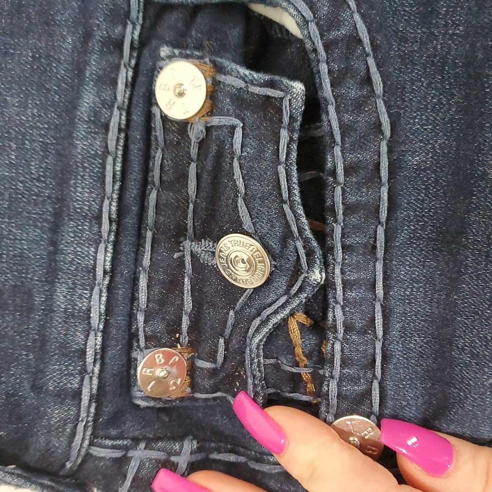 True Religion Mens Rocco Super T Relaxed Skinny W/Flap Pockets Jeans Size 33 - Picture 12 of 16
